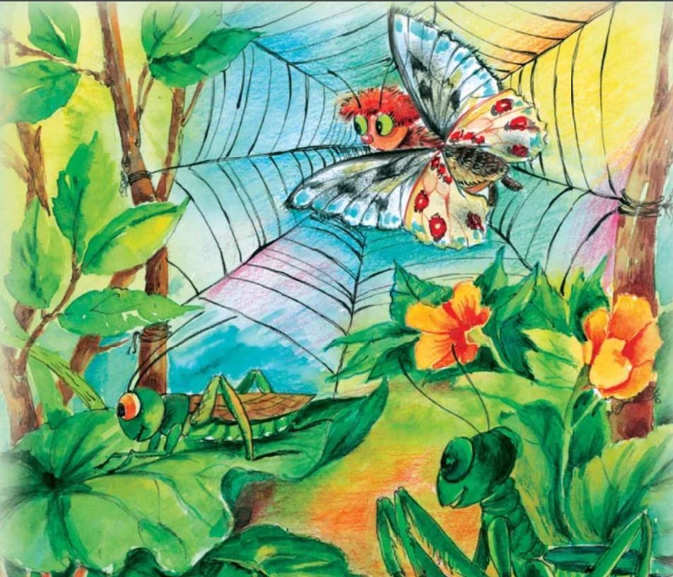 Көбелек торға түсіп қалды